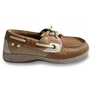 Margaritaville Boat Shoes Leather Brown Tan Avalon Laces Vacation Resort Wear 8